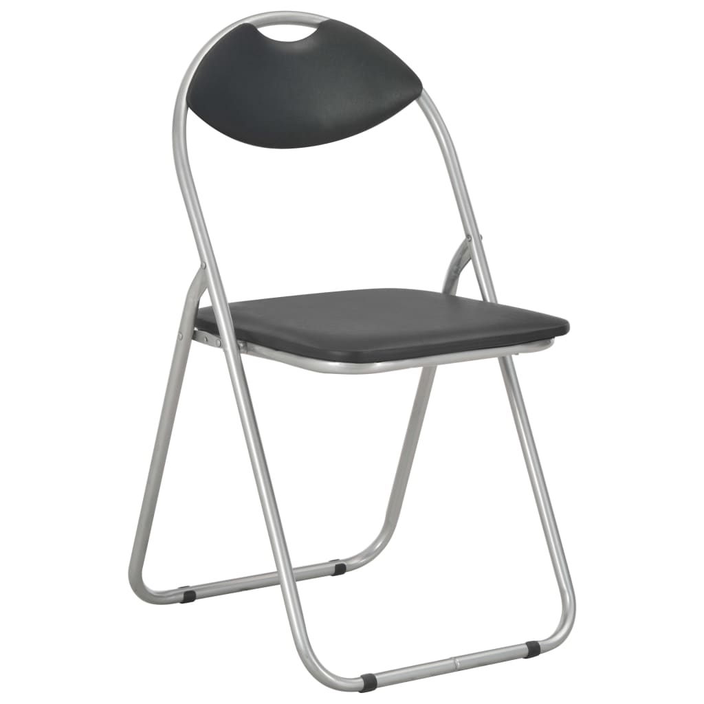 Folding dining chairs 4 pcs. Black faux leather