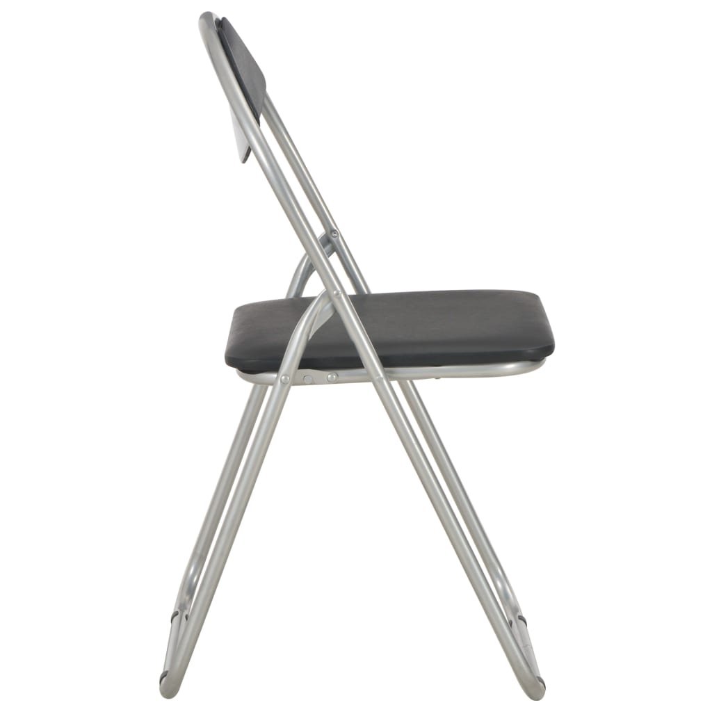 Folding dining chairs 4 pcs. Black faux leather