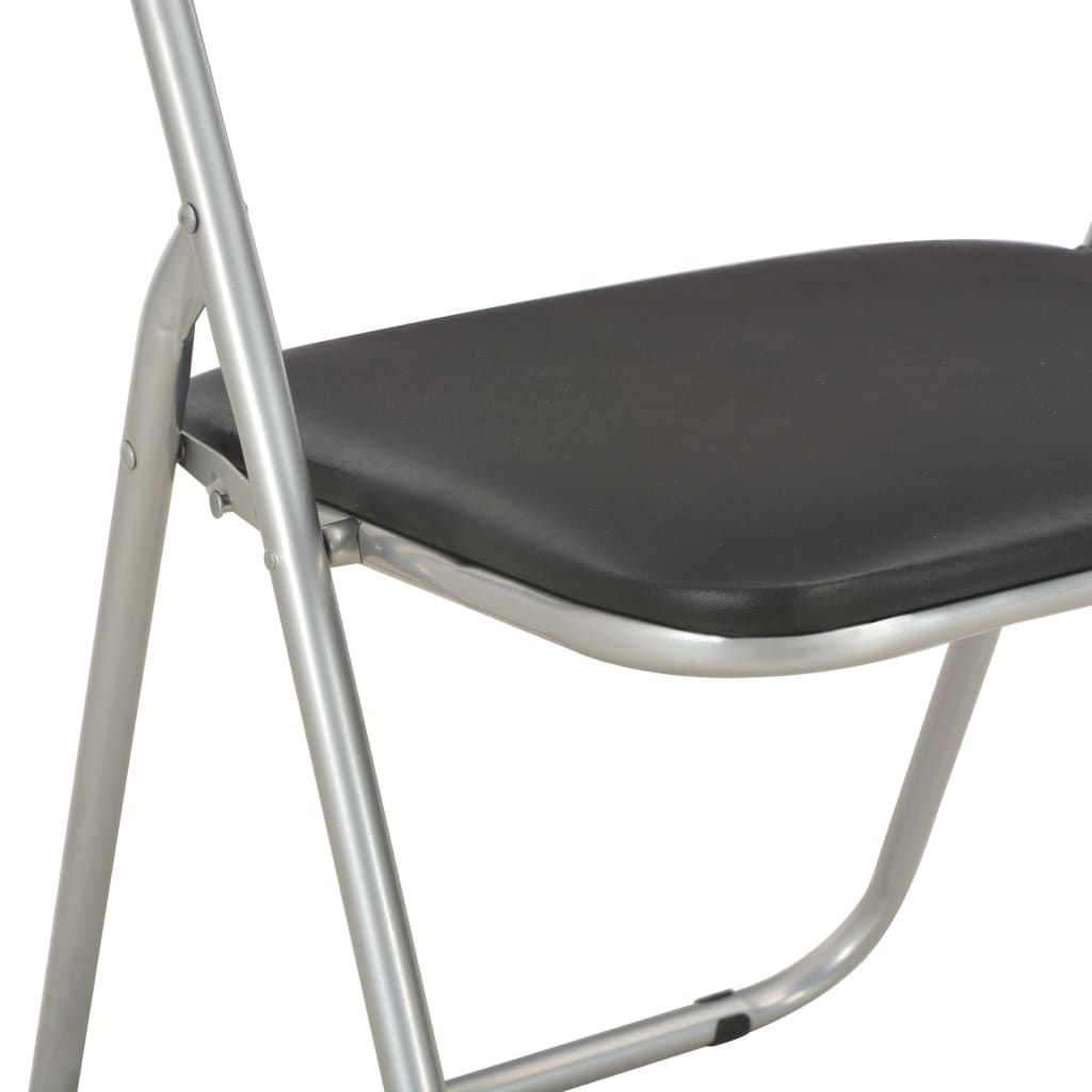 Folding dining chairs 4 pcs. Black faux leather