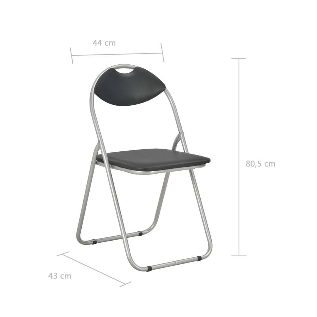 Folding dining chairs 4 pcs. Black faux leather
