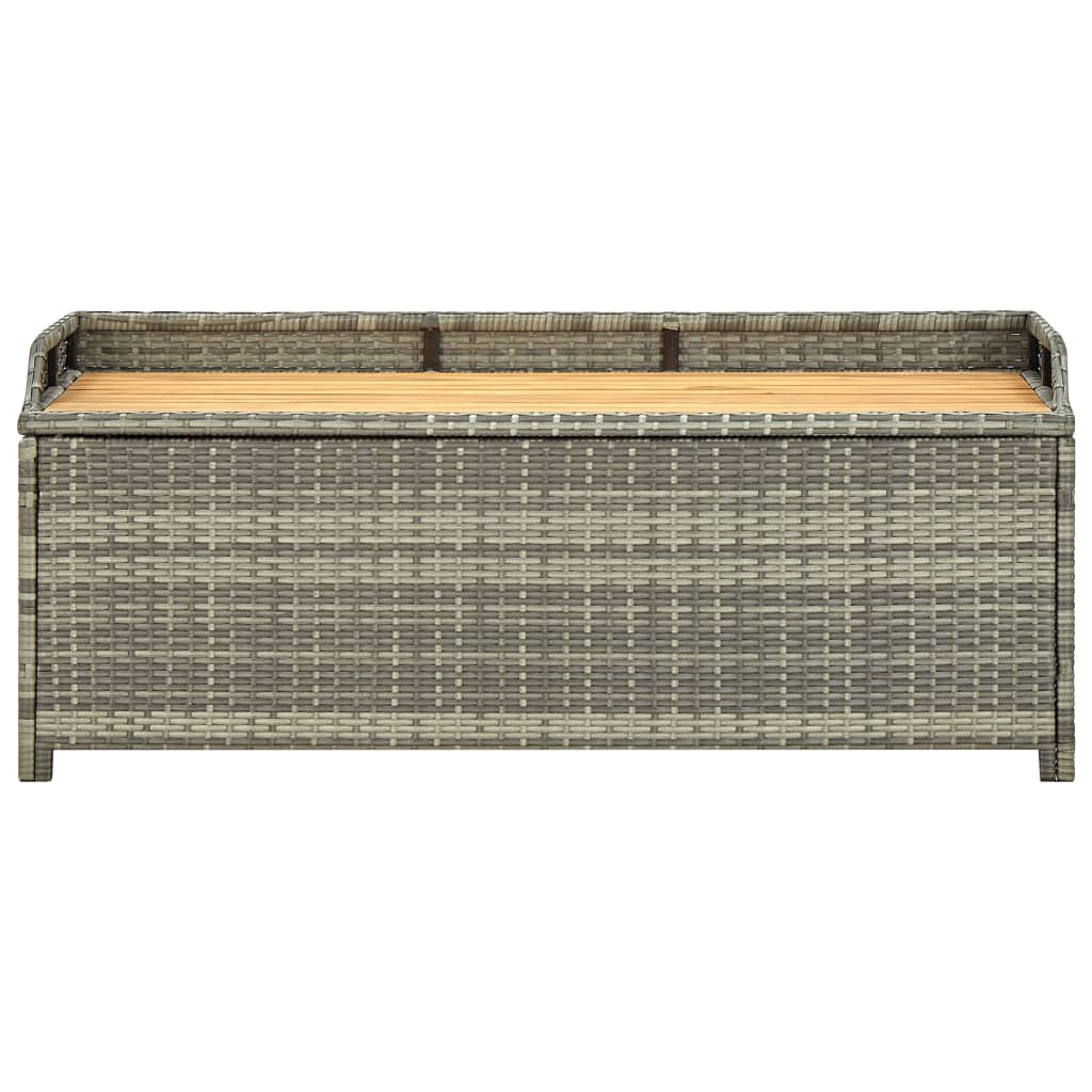 Garden Bench with Storage Space 120 cm Poly Rattan Grey