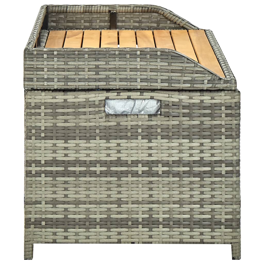 Garden Bench with Storage Space 120 cm Poly Rattan Grey