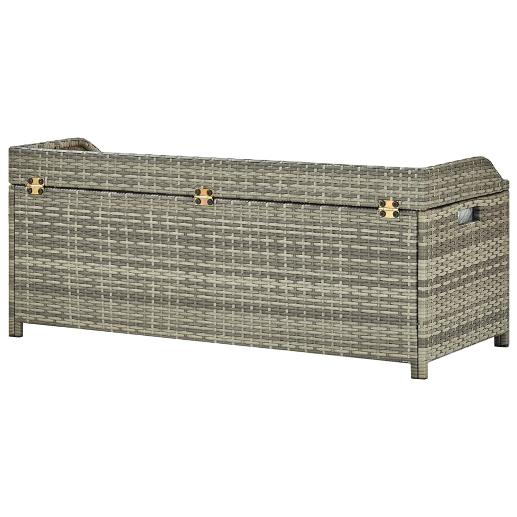 Garden Bench with Storage Space 120 cm Poly Rattan Grey