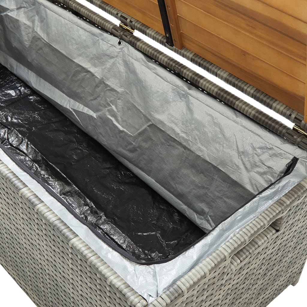 Garden Bench with Storage Space 120 cm Poly Rattan Grey