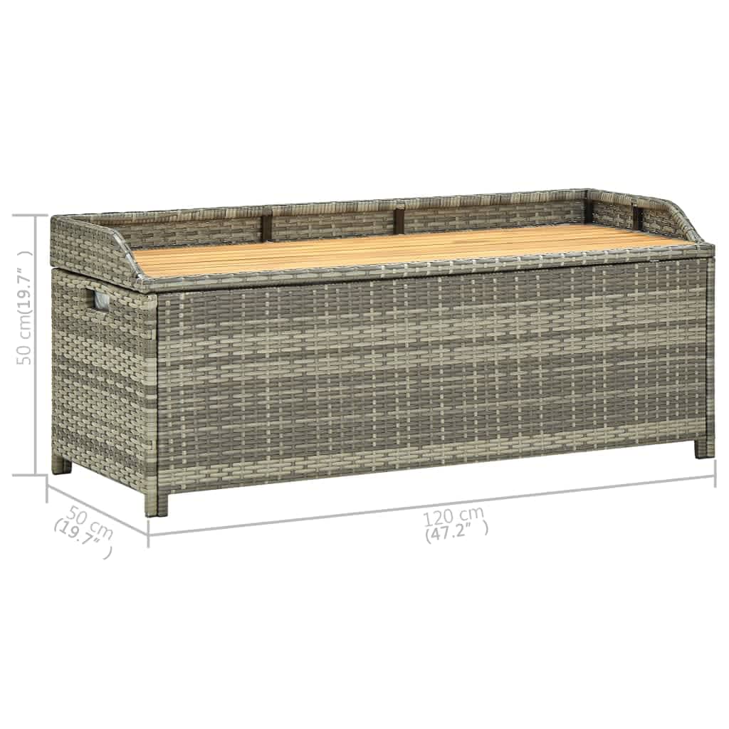 Garden Bench with Storage Space 120 cm Poly Rattan Grey