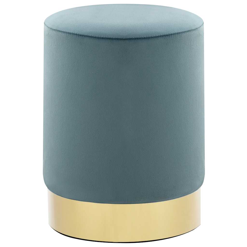 Hocker Hellblau und Golden Samt 28 x 36 cm