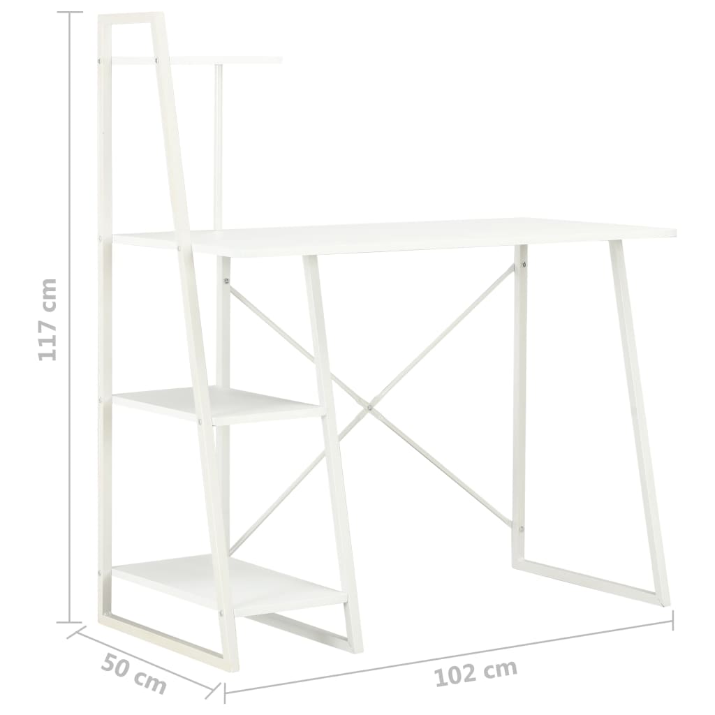 Desk with shelf unit white 102×50×117 cm