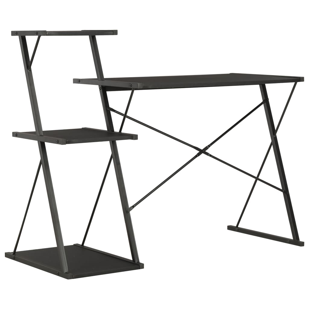 Desk with shelf black 116×50×93 cm