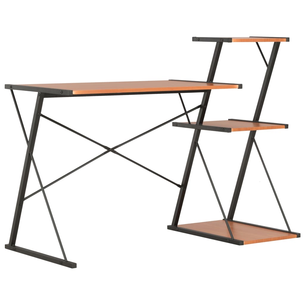 Desk with shelf black and brown 116×50×93 cm