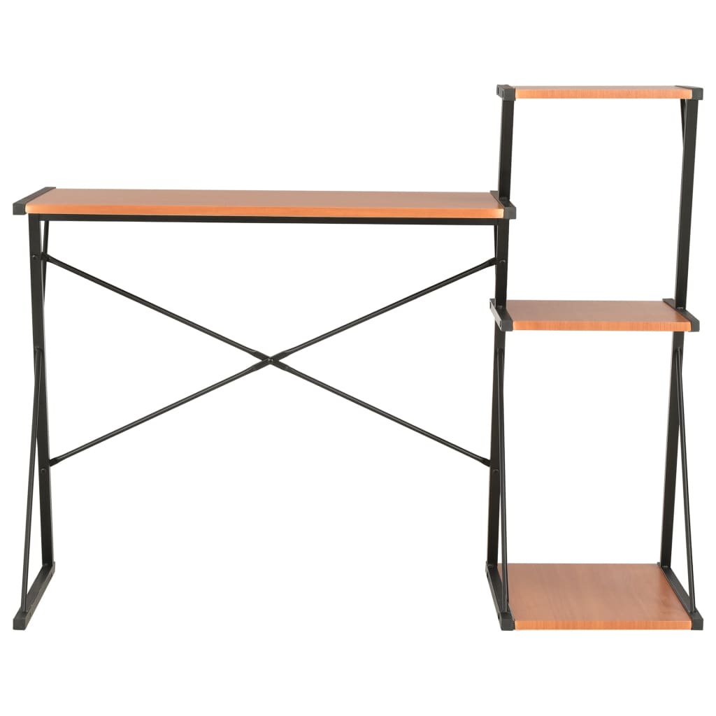 Desk with shelf black and brown 116×50×93 cm