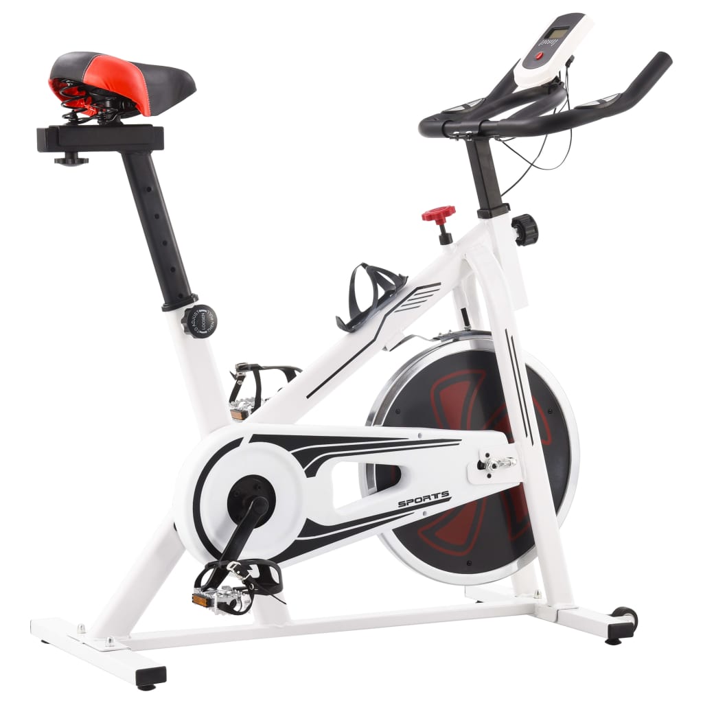 Exercise Bike with Heart Rate Monitor White and Red