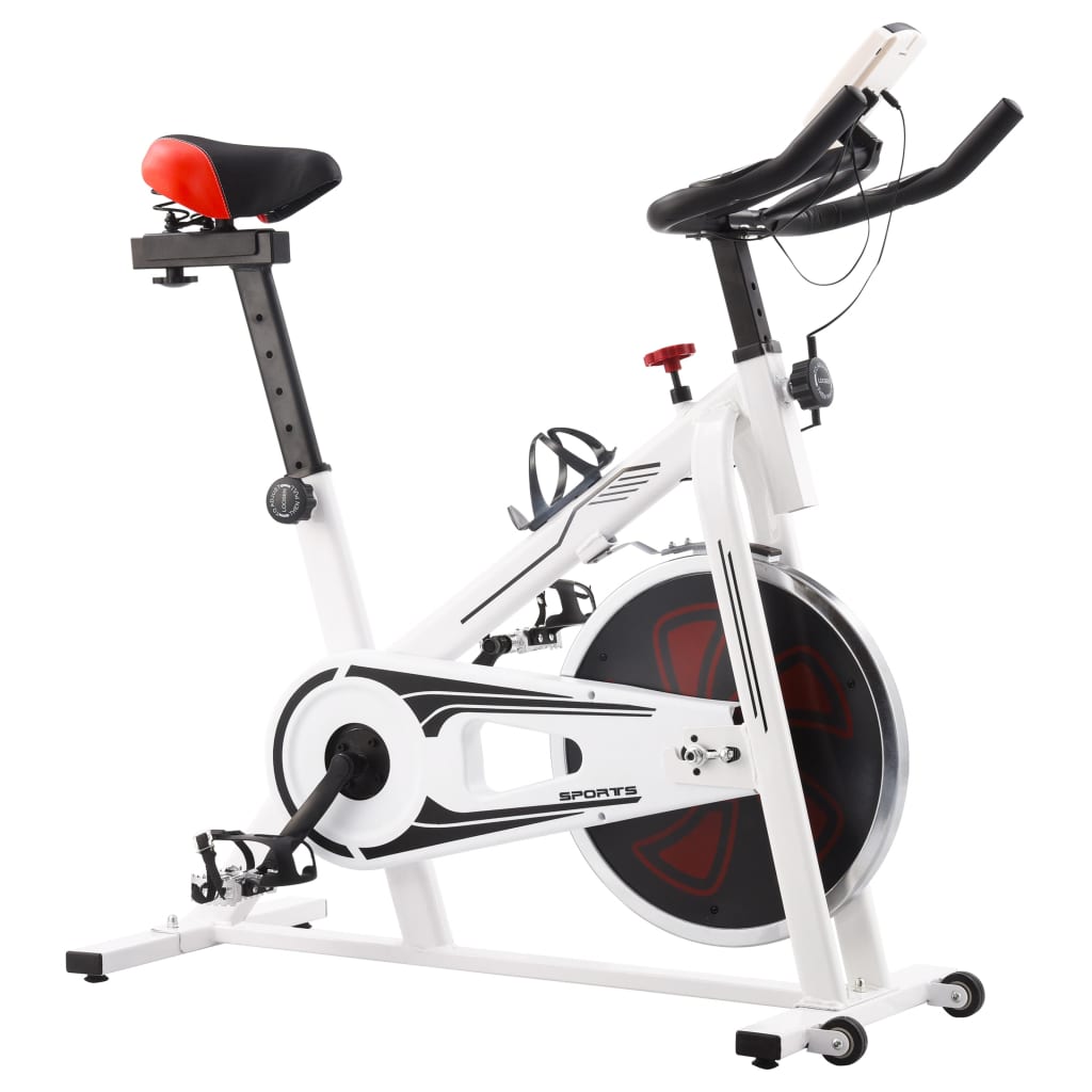 Exercise Bike with Heart Rate Monitor White and Red