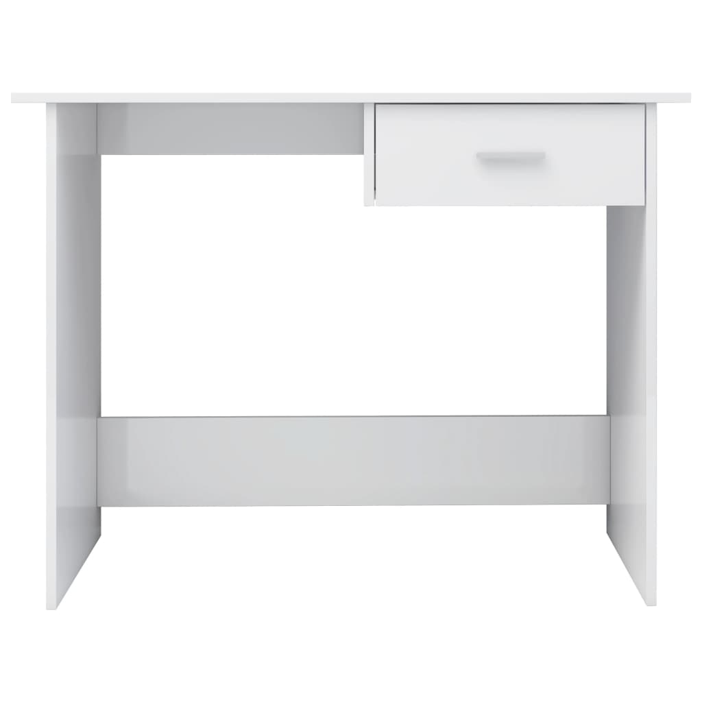 Desk High Gloss White 100×50×76 cm Wood Material