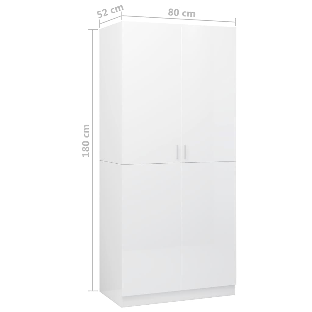 Kleiderschrank Hochglanz-Weiß 80x52x180 cm Holzwerkstoff