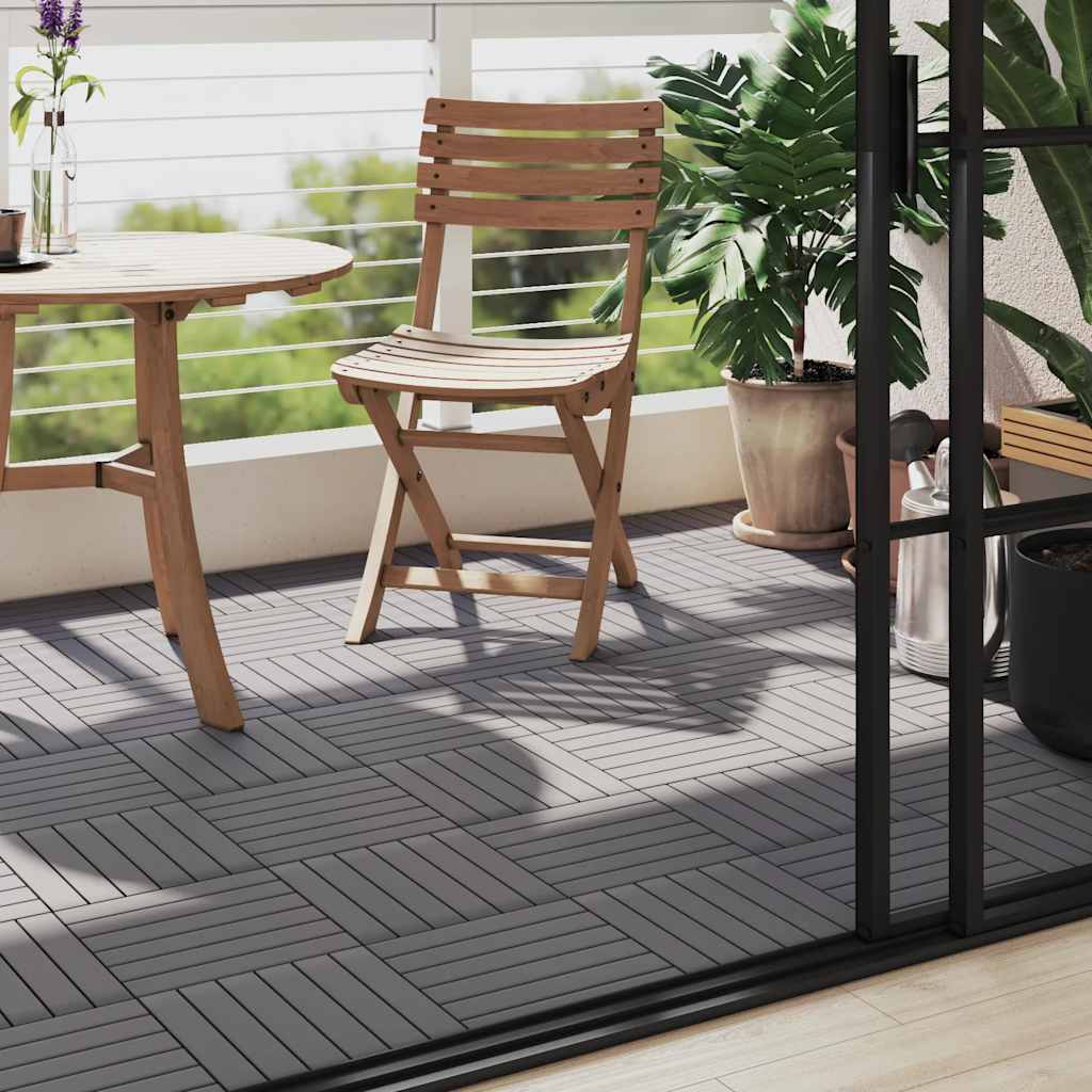Terrassenfliesen 10 Stk. Grau 30 x 30 cm Massivholz Akazie