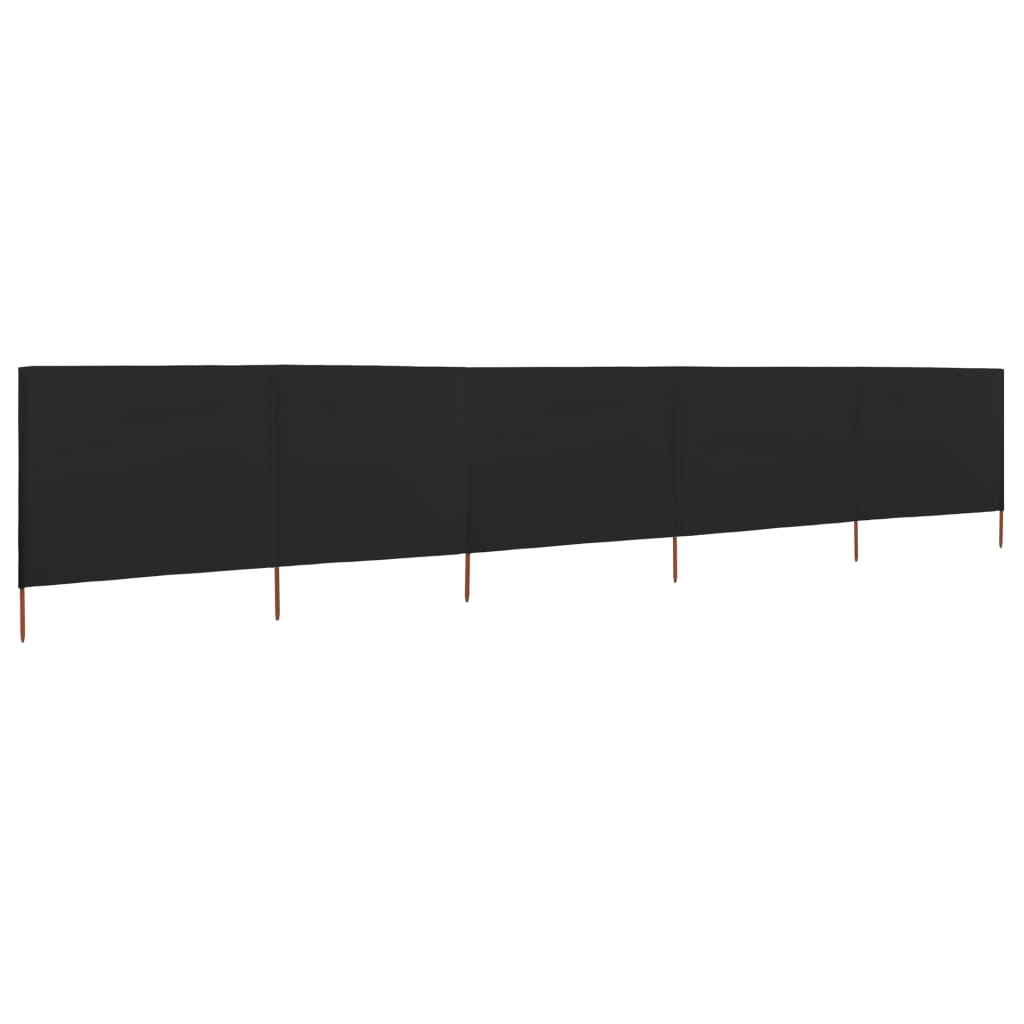 5-teiliges Windschutzgewebe 600 x 80 cm Schwarz