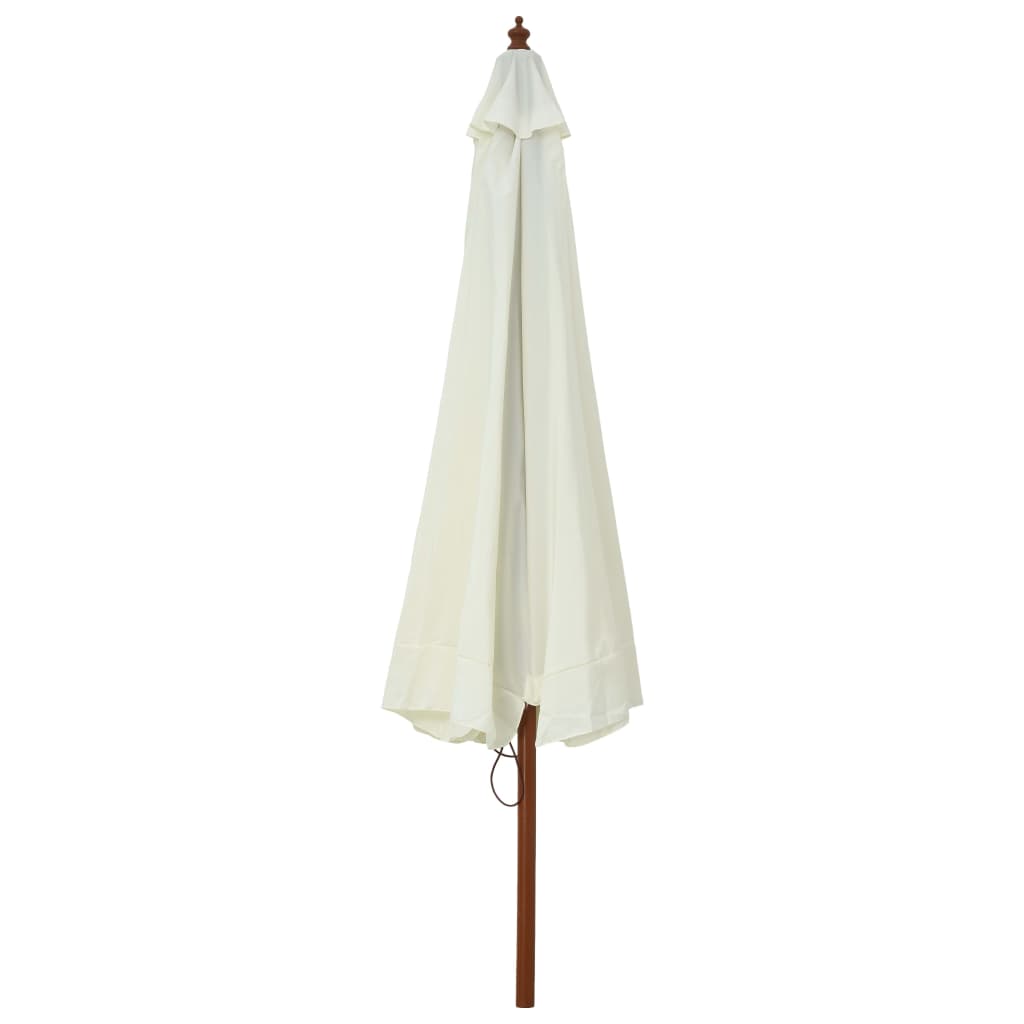 Parasol with wooden pole 330 cm sand white