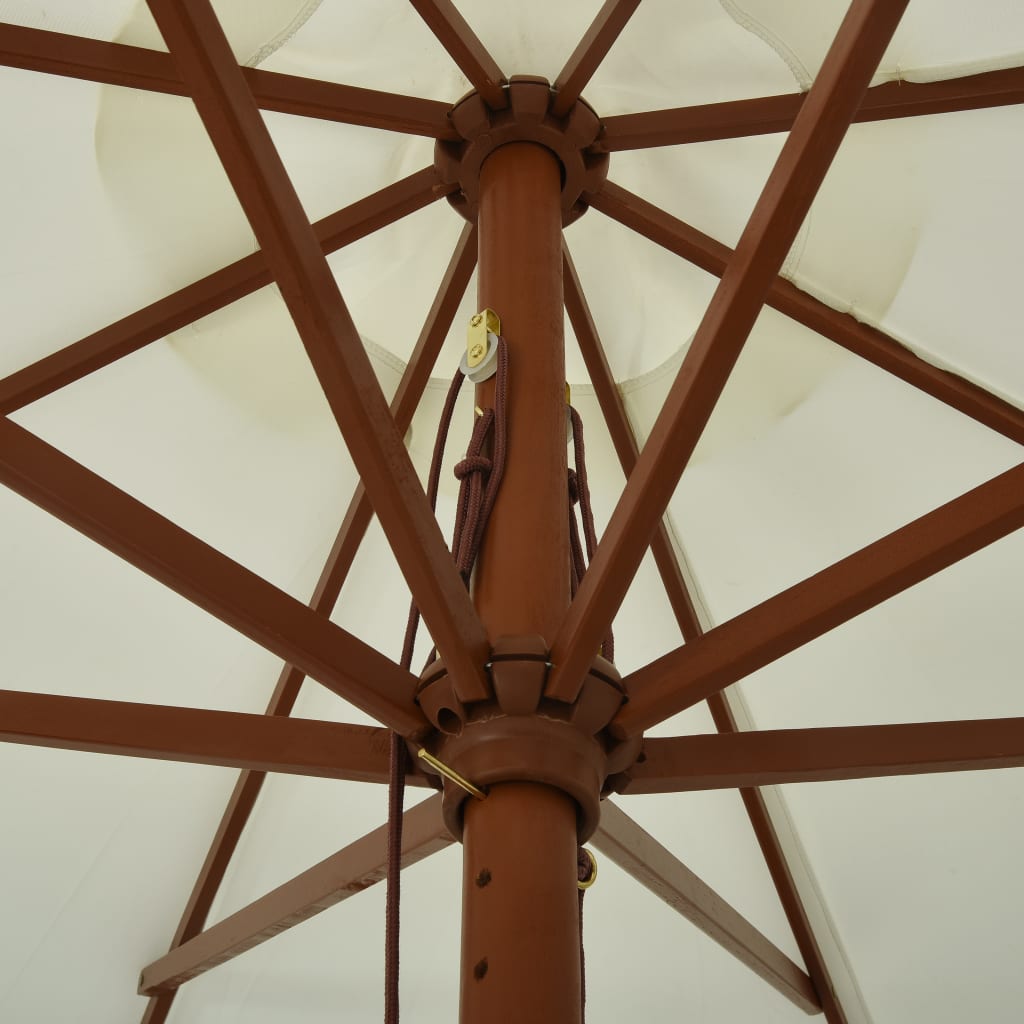 Parasol with wooden pole 330 cm sand white