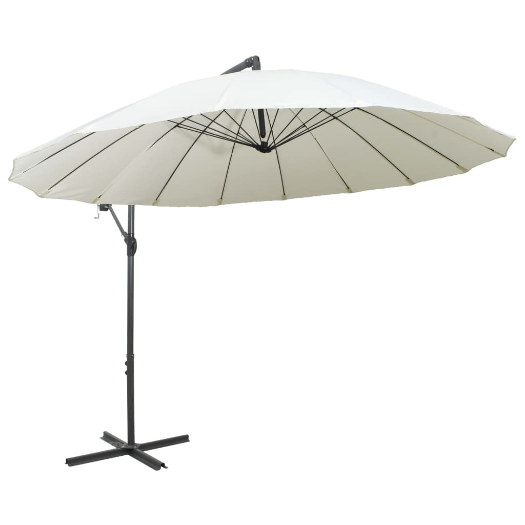 Cantilever umbrella white 3 m aluminum pole