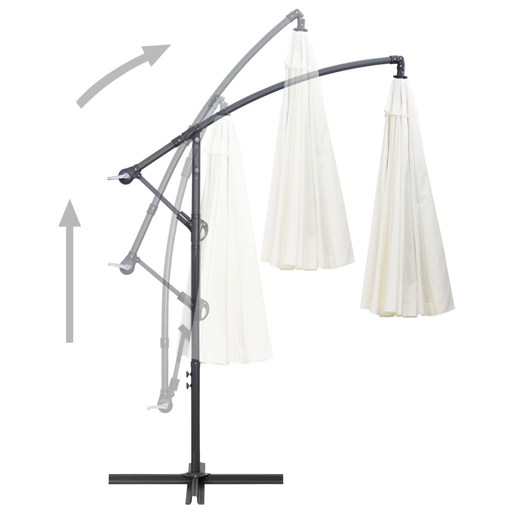Cantilever umbrella white 3 m aluminum pole