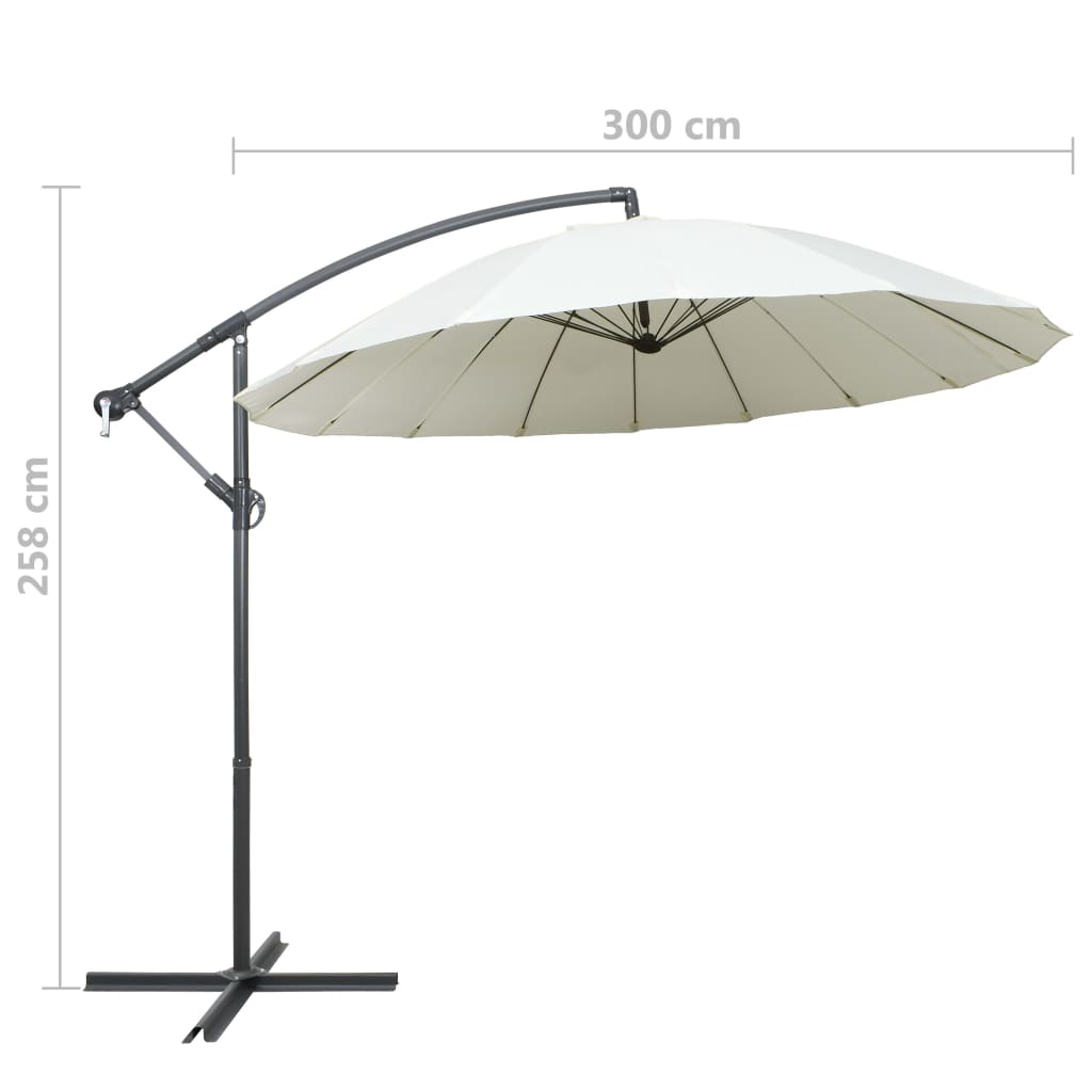 Cantilever umbrella white 3 m aluminum pole
