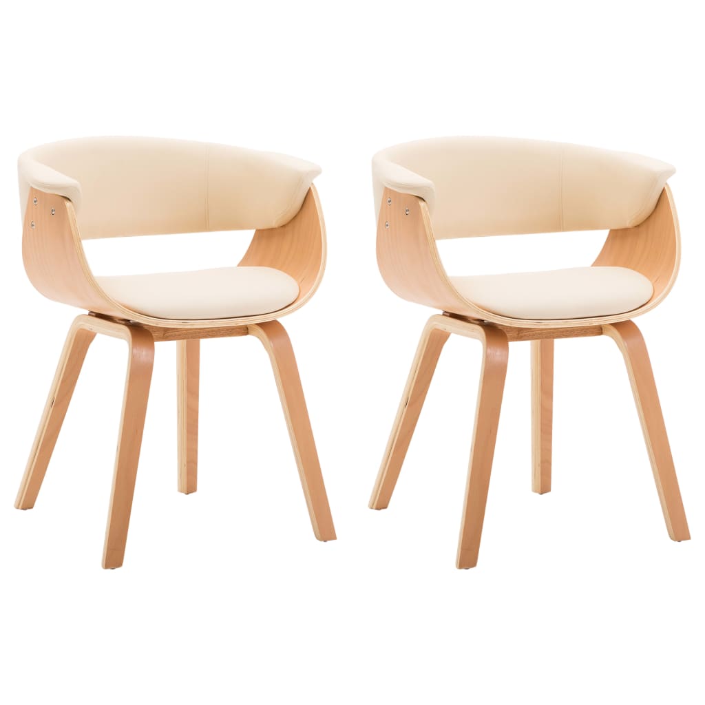 Dining chairs 2 pcs. Cream bentwood and imitation leather