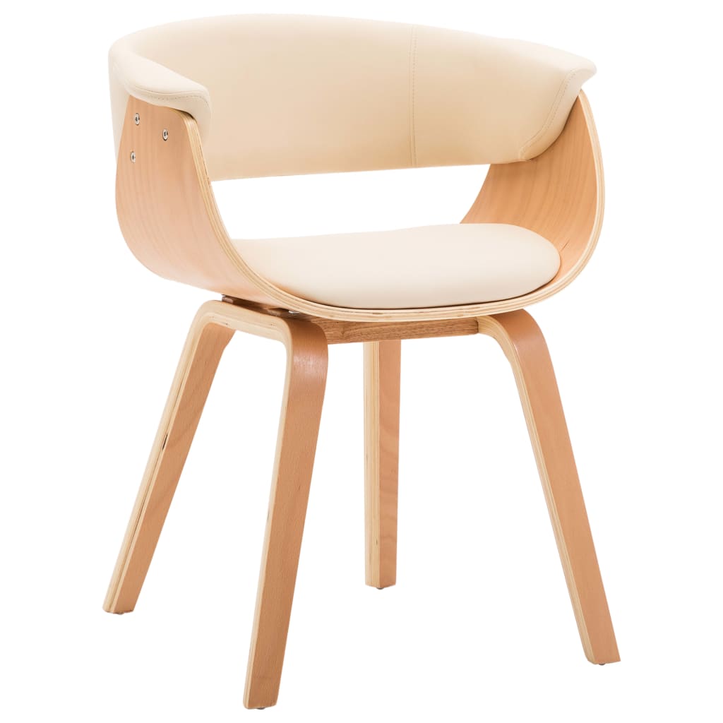 Dining chairs 2 pcs. Cream bentwood and imitation leather