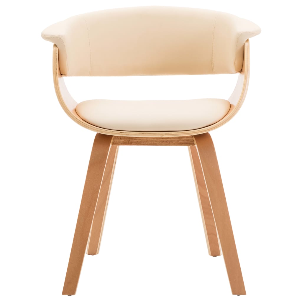 Dining chairs 2 pcs. Cream bentwood and imitation leather
