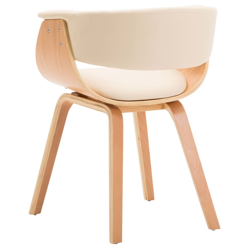 Dining chairs 2 pcs. Cream bentwood and imitation leather