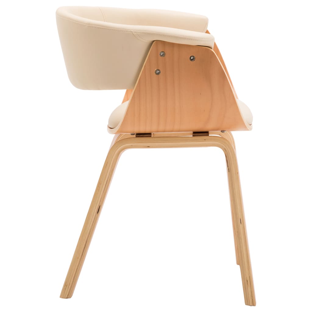 Dining chairs 2 pcs. Cream bentwood and imitation leather