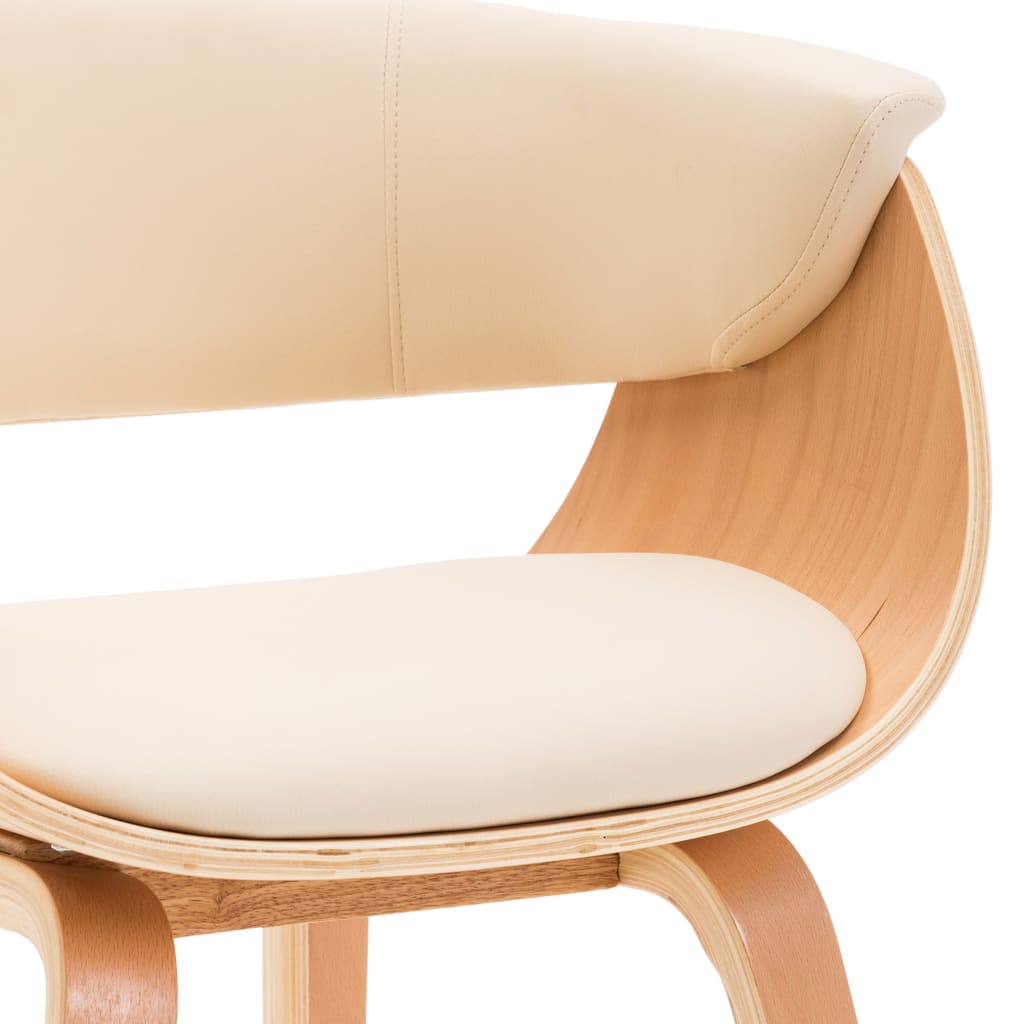 Dining chairs 2 pcs. Cream bentwood and imitation leather