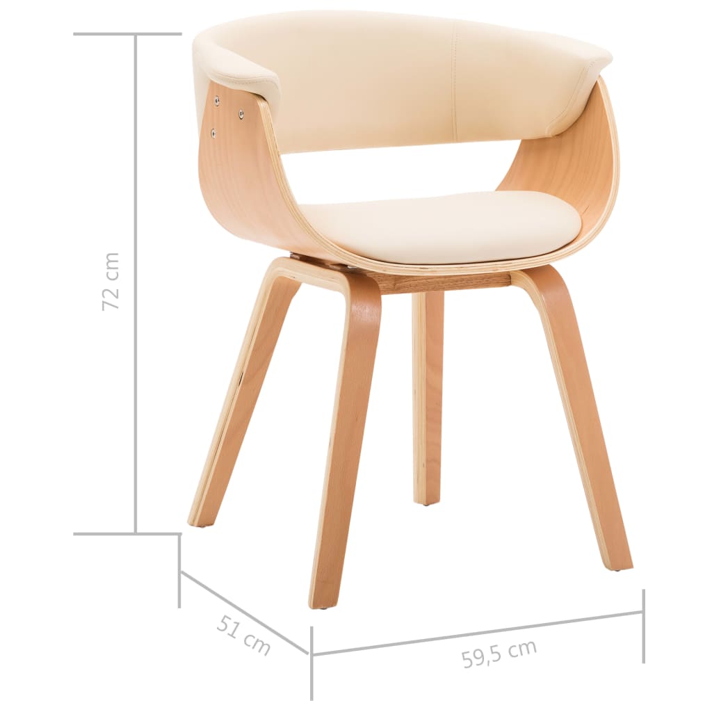 Dining chairs 2 pcs. Cream bentwood and imitation leather