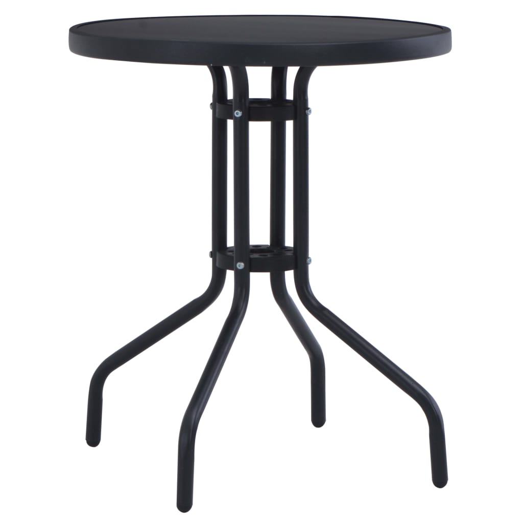 Gartentisch Schwarz 60 cm Stahl und Glas