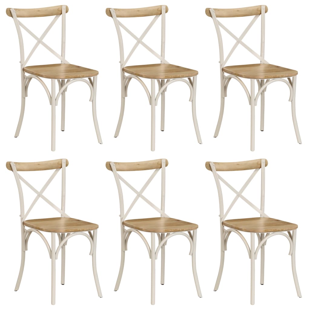 Dining chairs 6 pcs. White mango solid wood