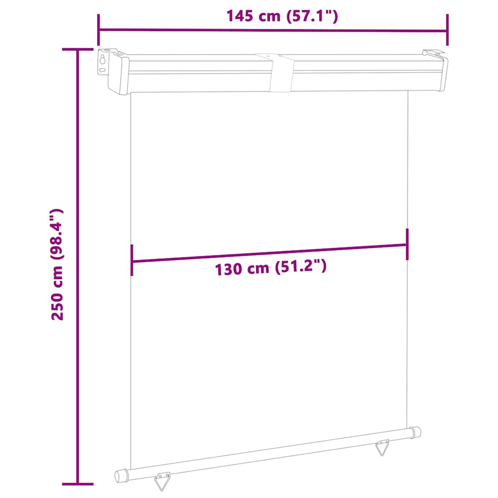 Balkon-Seitenmarkise 145x250 cm Rot