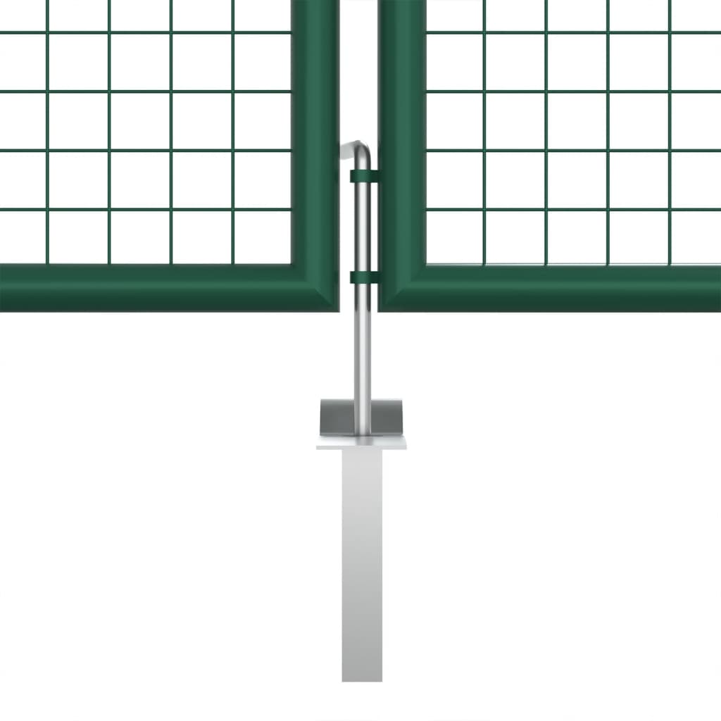 Doppelstabmatten-Doppeltor Stahl 390x125 cm Grün