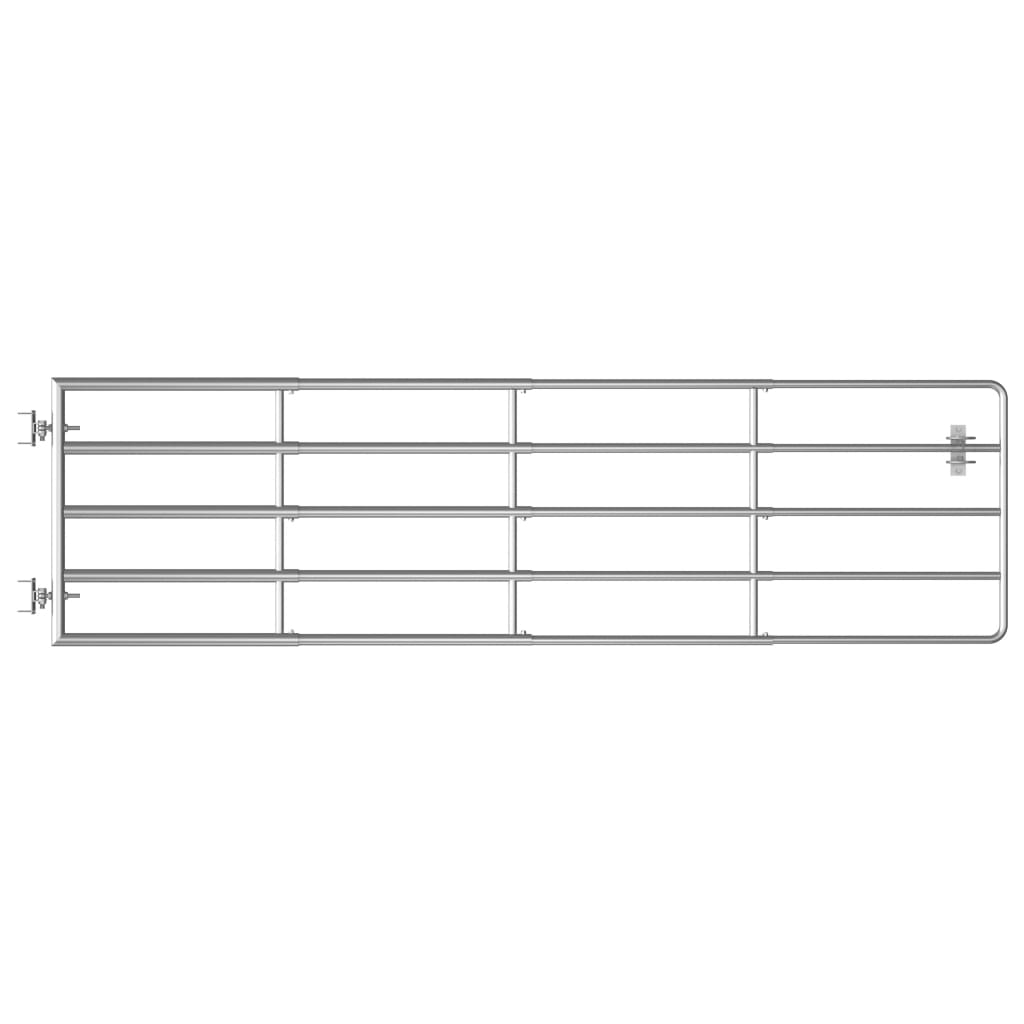 5-Rohre-Weidetor Stahl (115-300)×90 cm Silbern