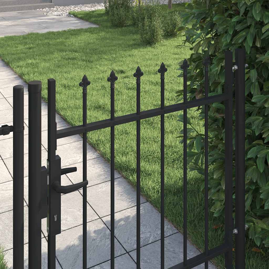 Zauntor Einzelflügel mit Speerspitzen Stahl 1 x 1 m Schwarz