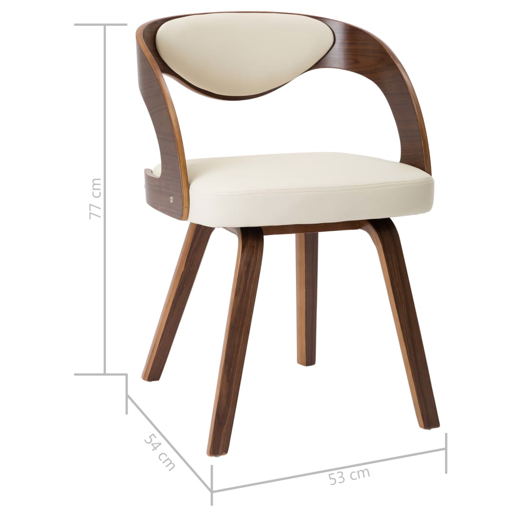 Dining chairs 6 pcs. Cream bentwood and imitation leather