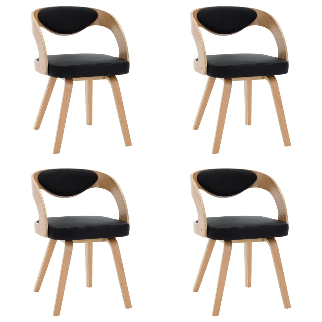 Dining chairs 4 pcs. Black bentwood and imitation leather