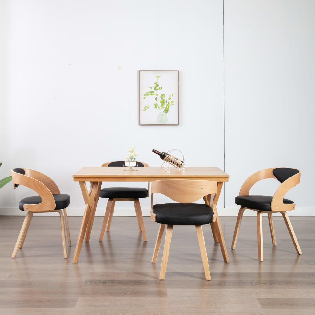 Dining chairs 4 pcs. Black bentwood and imitation leather