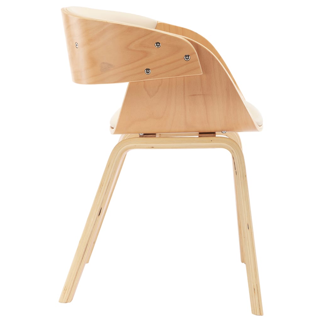 Dining chairs 2 pcs. Cream bentwood and imitation leather