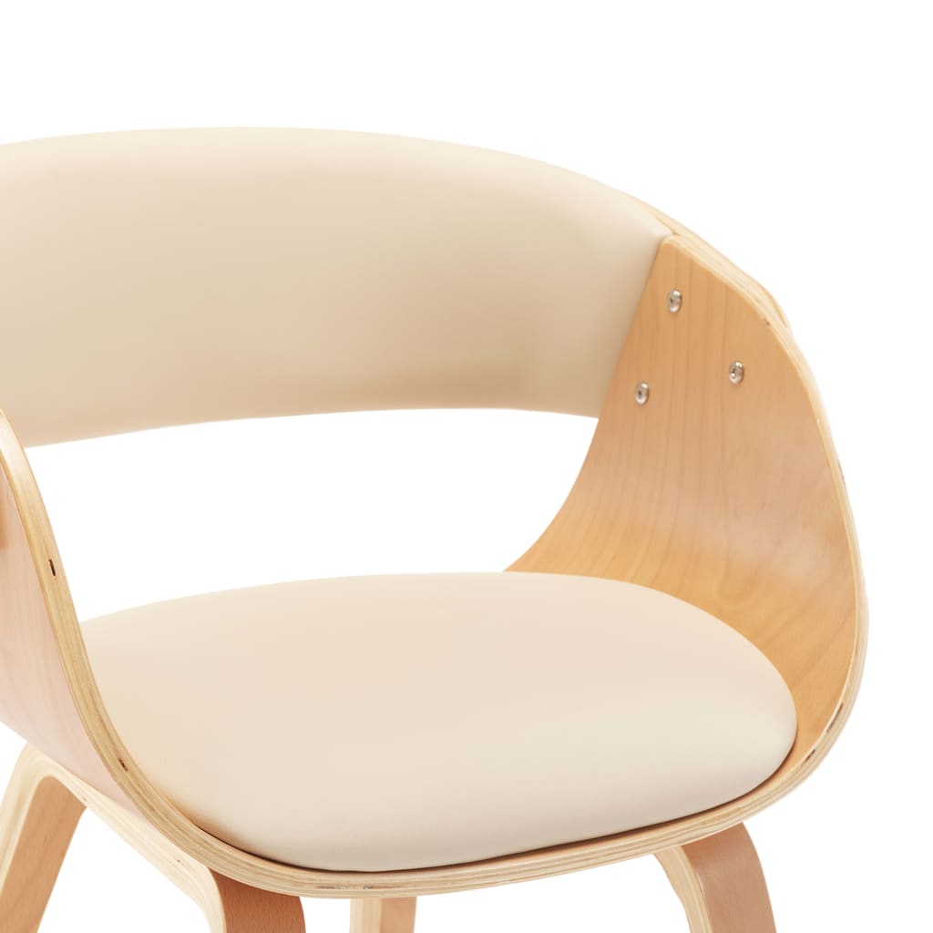 Dining chairs 2 pcs. Cream bentwood and imitation leather