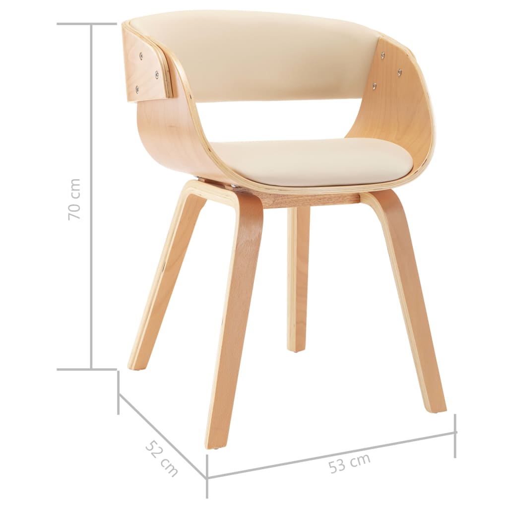 Dining chairs 2 pcs. Cream bentwood and imitation leather