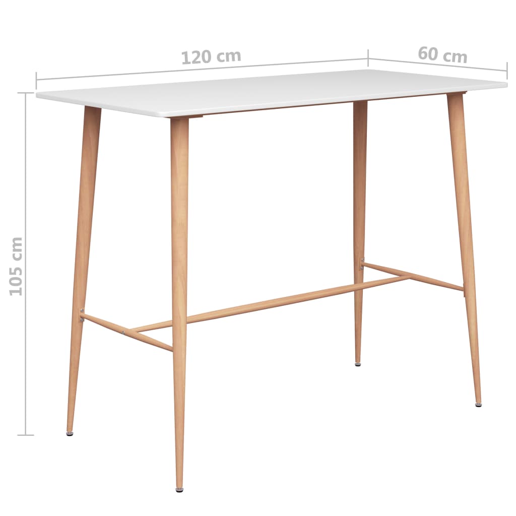 Bar table white 120x60x105 cm