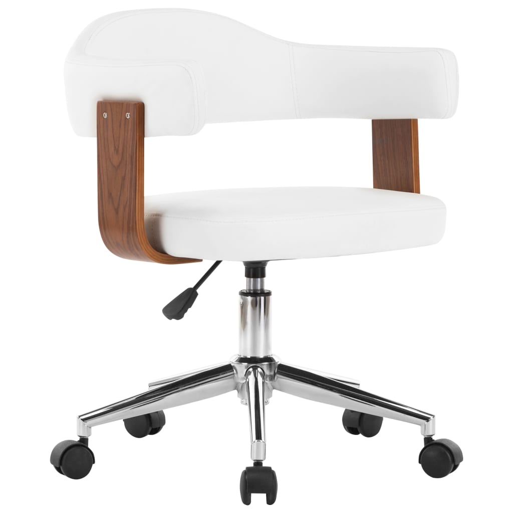 Dining Chair Swivel White Bentwood and Faux Leather