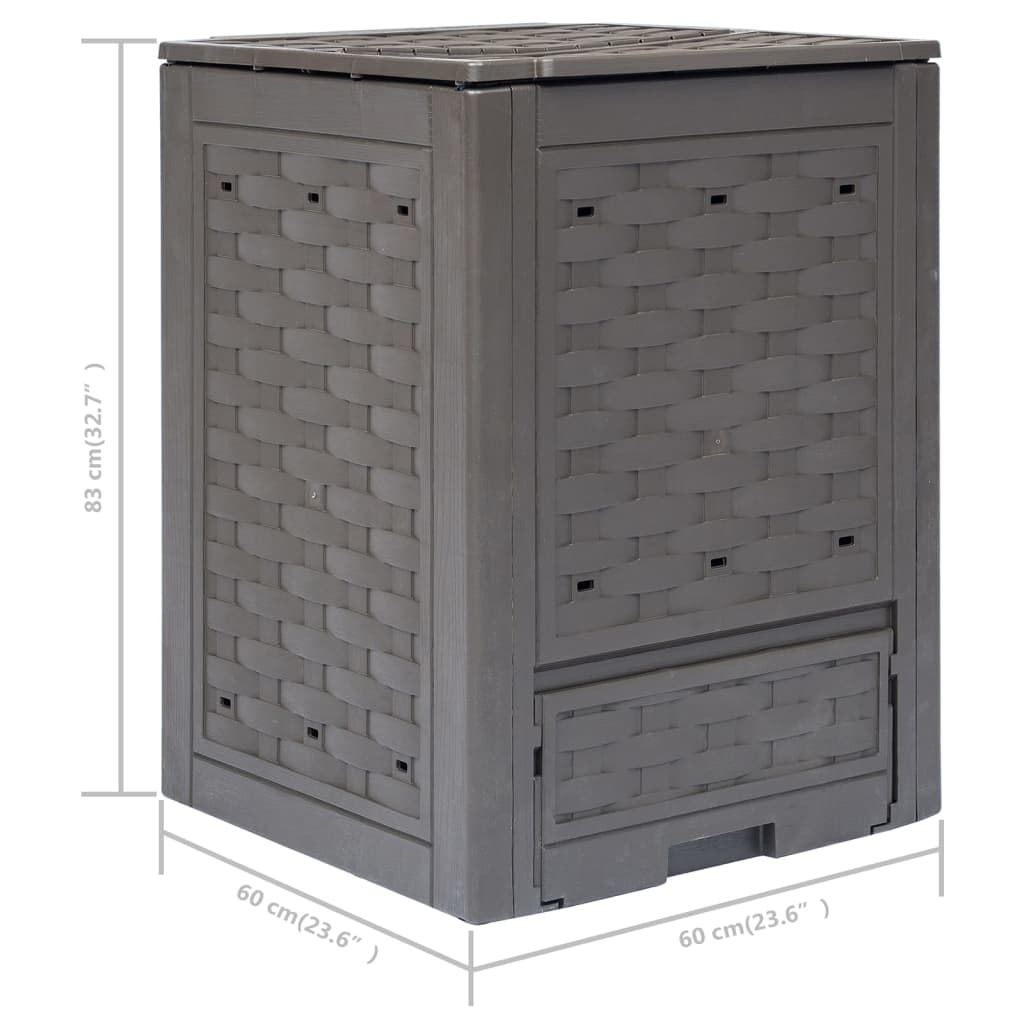 Gartenkomposter 3 Stk. Braun 60x60x83cm 900 L Kunststoff Rattan