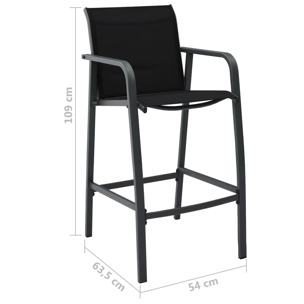 Garden Bar Chairs 4 pcs. Black Textilene