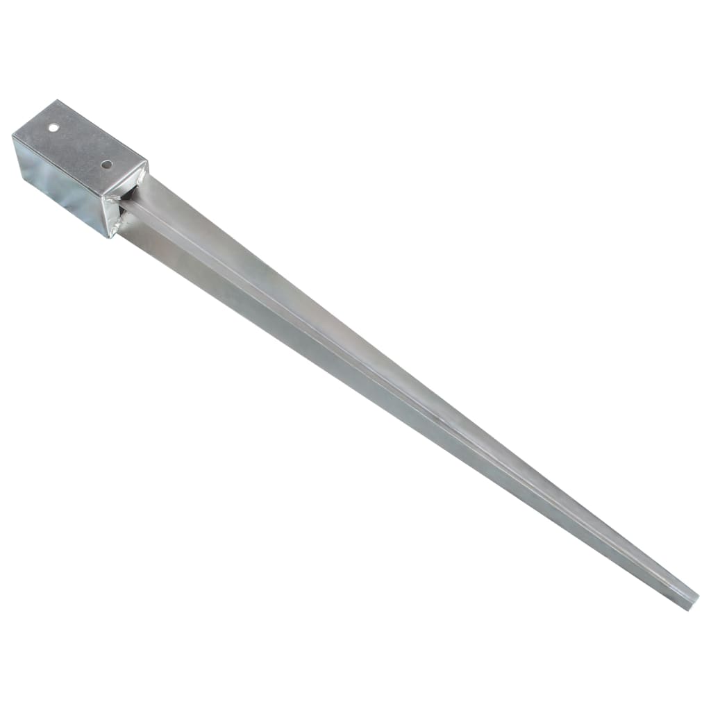 Ground spikes 2 pcs. Silver 7×7×90 cm Galvanized steel