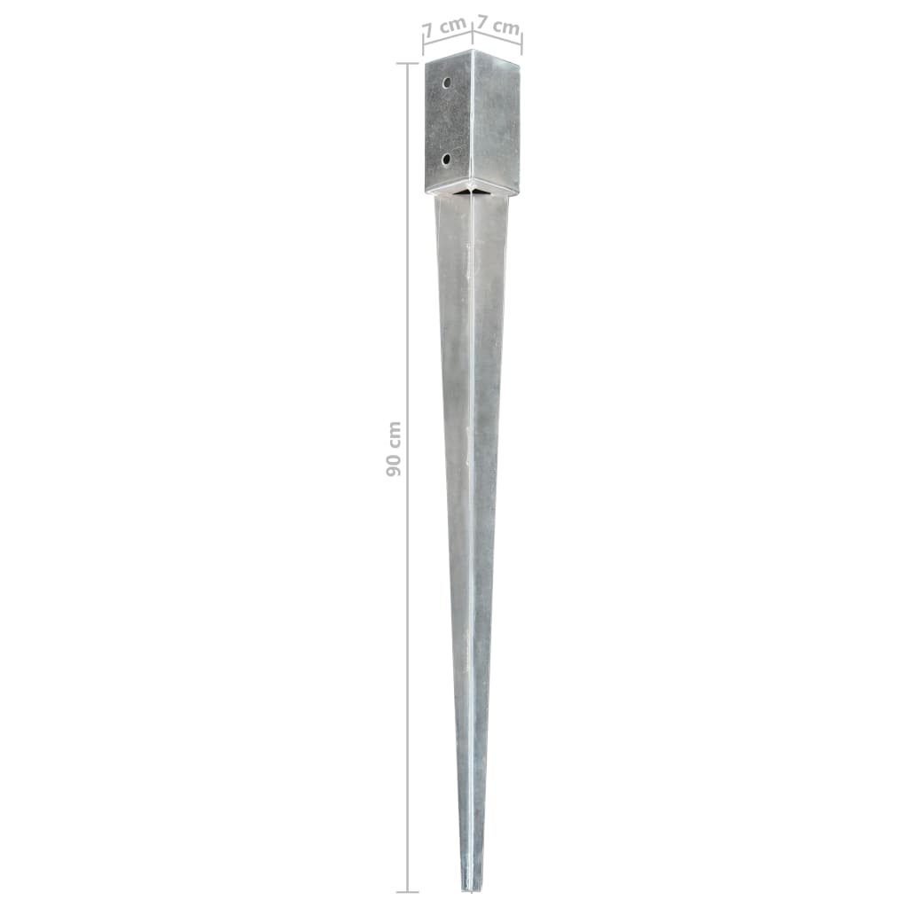 Ground spikes 2 pcs. Silver 7×7×90 cm Galvanized steel